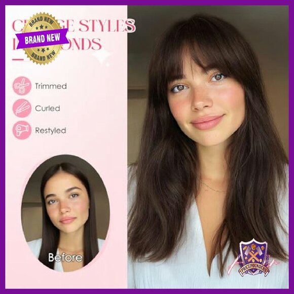 Real Human Hair Clip-On Bangs Topper with Wispy Fringe for Daily Wear main image 4